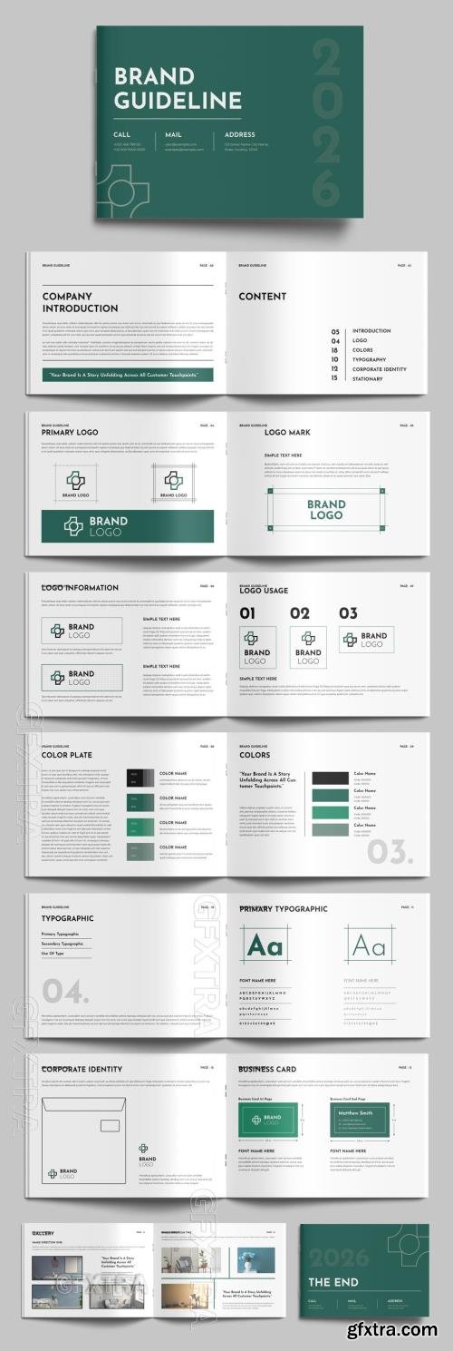 Brand Guideline Template Design With Green Color Landscape 767334080