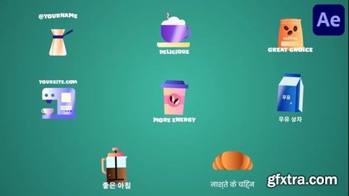 Videohive Breakfast Coffee Icons And Titles for After Effects 54791144