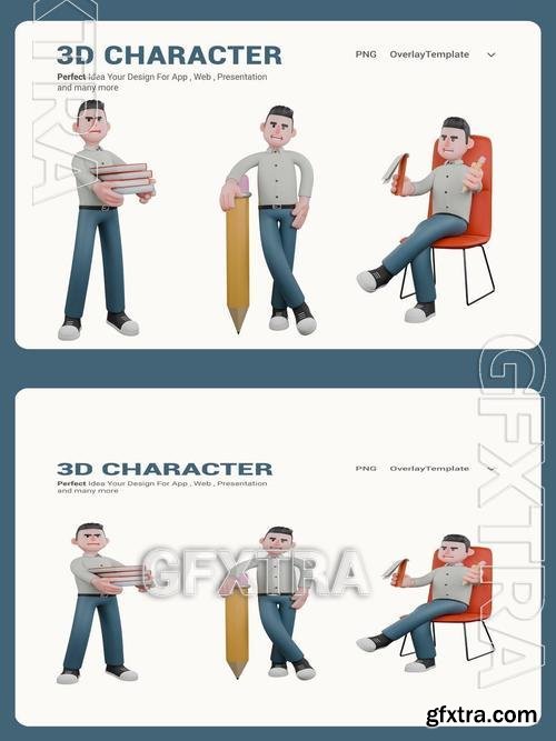 Writer 3DCartoon Character Creative Illustration TJXMZET