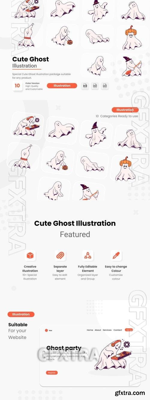 Cute Ghost Illustration CLGRW42 Cute Ghost Illustration CLGRW42