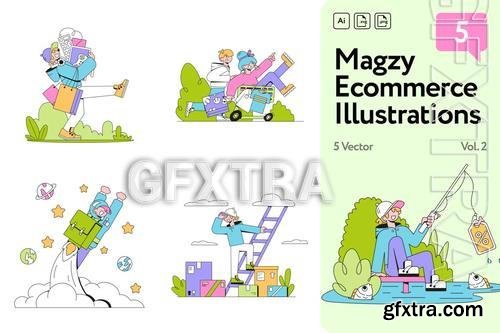 Magzy Ecommerce, Shopping Illustrations Vol.2 GEM7BAG Magzy Ecommerce, Shopping Illustrations Vol.2 GEM7BAG