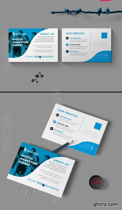 Postcard Layout With Blue Accents 763771984 Postcard Layout With Blue Accents 763771984