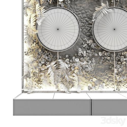 Console with mirrors and vertical garden