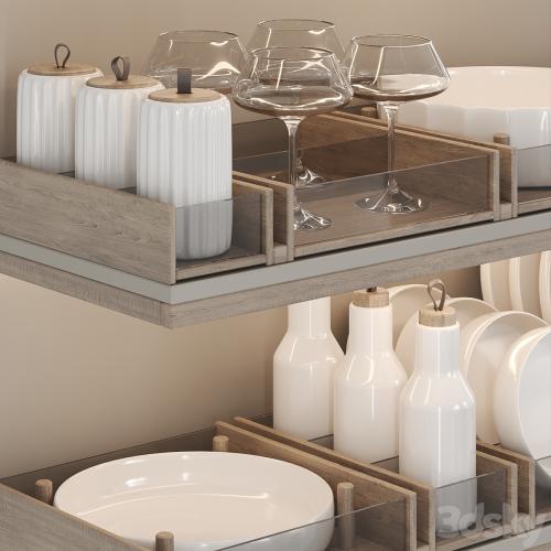 A set of dishes for filling the kitchen: plates, glasses, mugs, jars A set of dishes for filling the kitchen: plates, glasses, mugs, jars