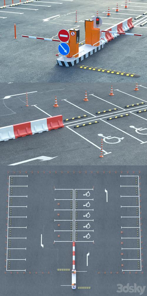 Equipment for the creation of parking lots, road fences Equipment for the creation of parking lots, road fences