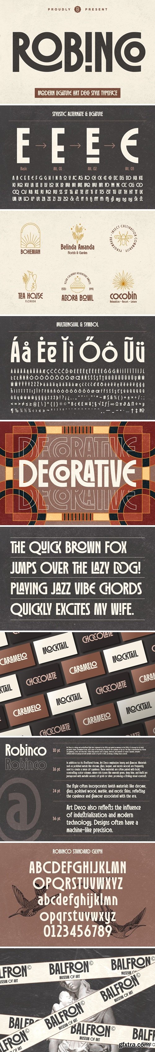Robinco - Ligature Art Deco Font 288491229