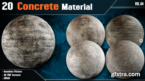 20 Concrete Material - Vol.04 (4K PBR Textures + SBSAR File)