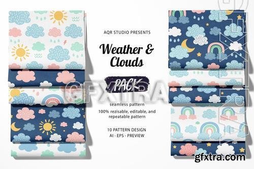 Cute Weather and Clouds - Seamless Pattern TPTB9JT
