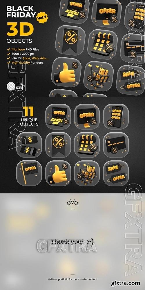 Black Friday isolated 3D objects set Vol.2 YRN232S