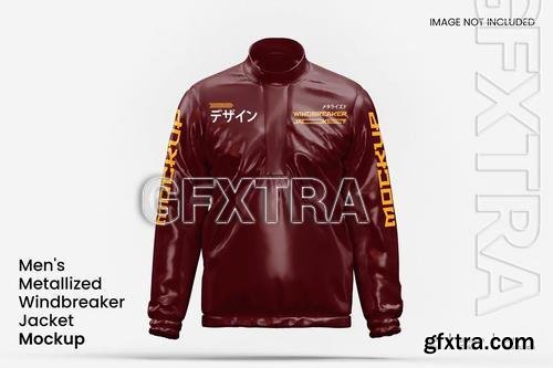 Mens Metallized Windbreaker Jacket Mockup KT3LUES