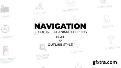 Videohive Navigation - Set of 16 Animated Icons Flat or Outline style 55289727 Videohive Navigation - Set of 16 Animated Icons Flat or Outline style 55289727