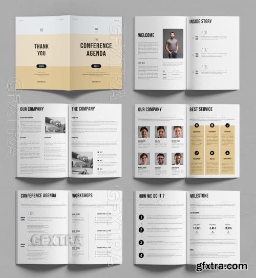 Conference Agenda Template Brochure Layout Design 781493036