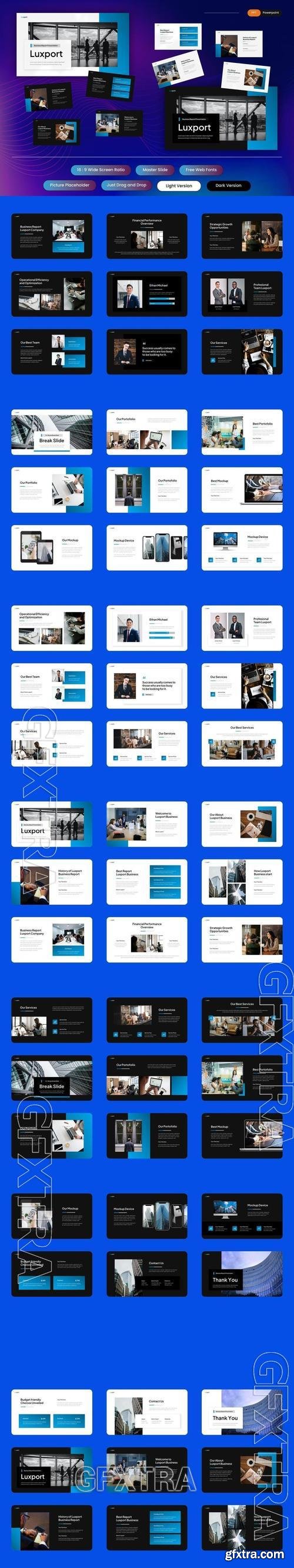 Luxport - Business Report PowerPoint Template J64DEC2