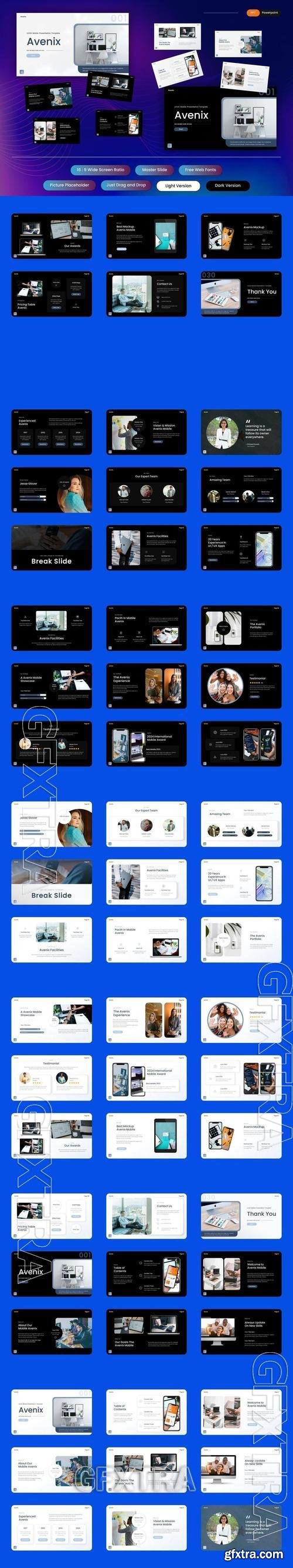 Avenix - UI/UX Mobile PowerPoint Template 5SPU24C Avenix - UI/UX Mobile PowerPoint Template 5SPU24C