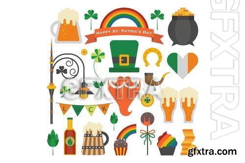 Saint Patrick Day Icon Set in Flat Design RCSGM8Y
