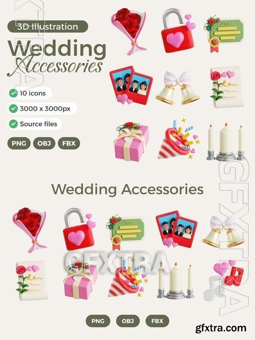 Wedding Accessories 3D Icon Set VGVZ5V2