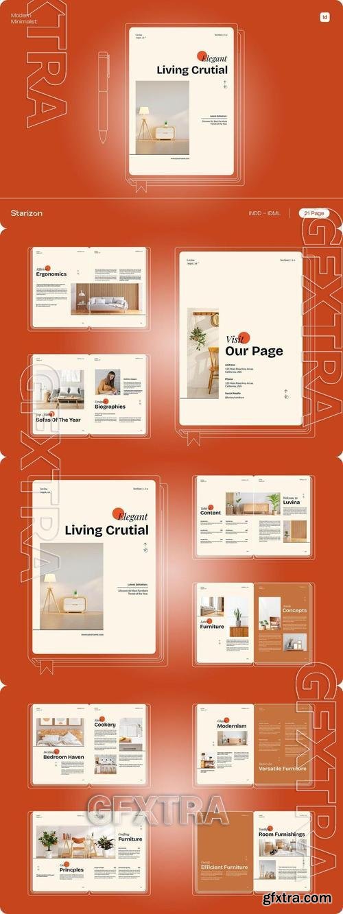 Cream Orange Modern Minimalist Catalogue 003 Q3X7M7U