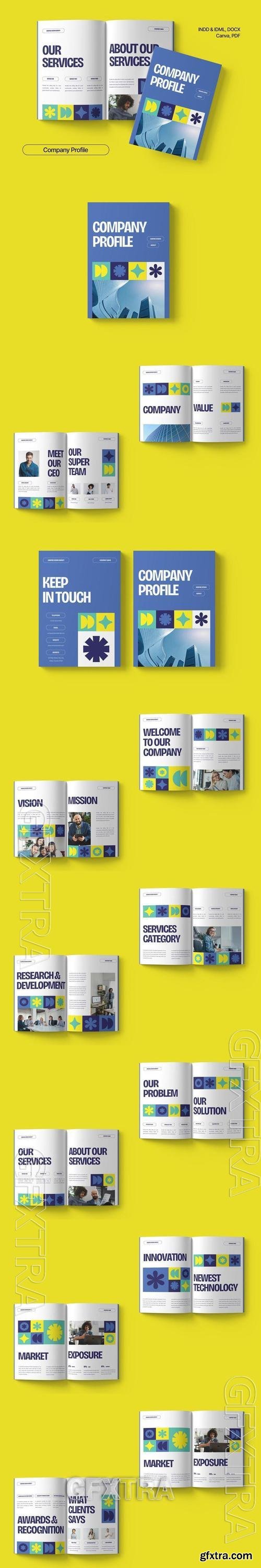 Blue White Yellow Geometric Agency Company Profile UE7X2GX