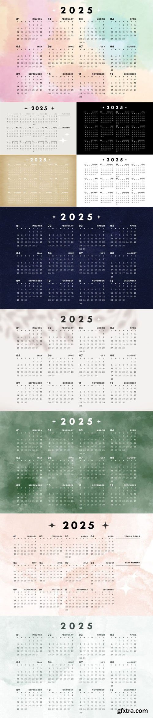 10 Mini Calendars for 2025 Year 10 Mini Calendars for 2025 Year