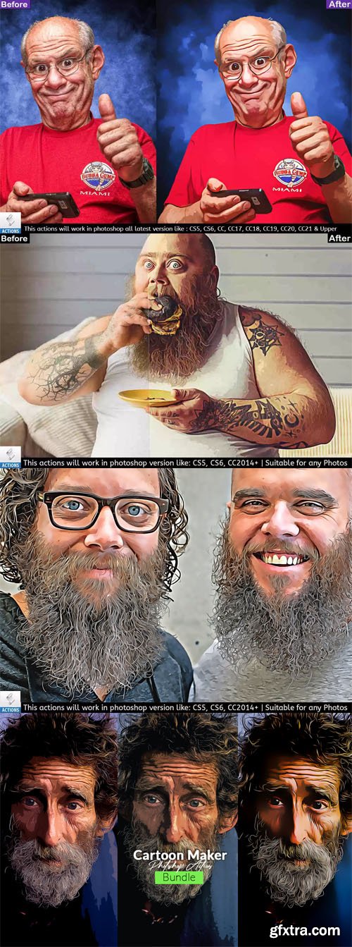 5 Cartoon Photoshop Effects Bundle - Photoshop Actions 5 Cartoon Photoshop Effects Bundle - Photoshop Actions