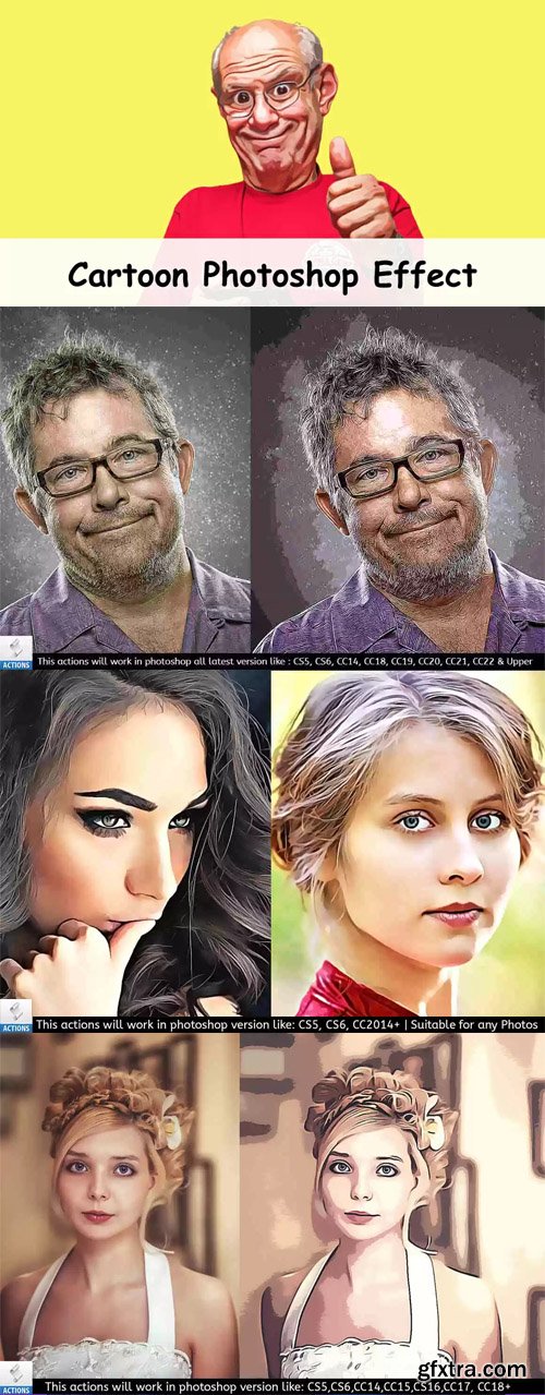 5 Cartoon Photoshop Effects Bundle - Photoshop Actions 5 Cartoon Photoshop Effects Bundle - Photoshop Actions