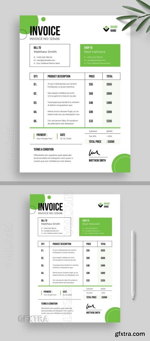 Invoice Template With Green Color 749236400