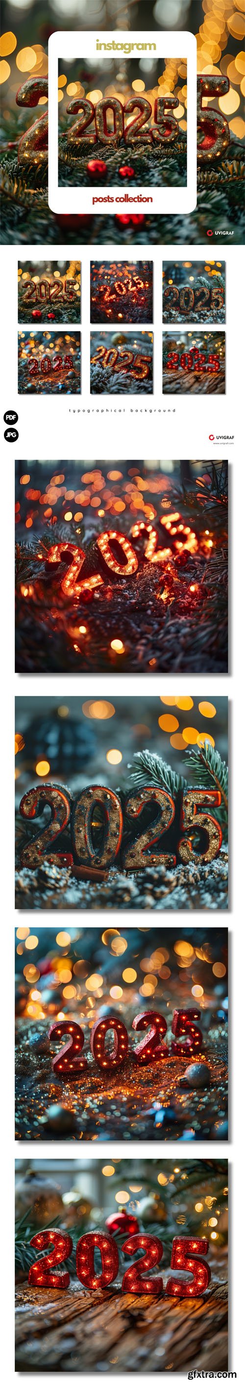 Happy New Year 2025 Typographical Backgrounds Pack Happy New Year 2025 Typographical Backgrounds Pack
