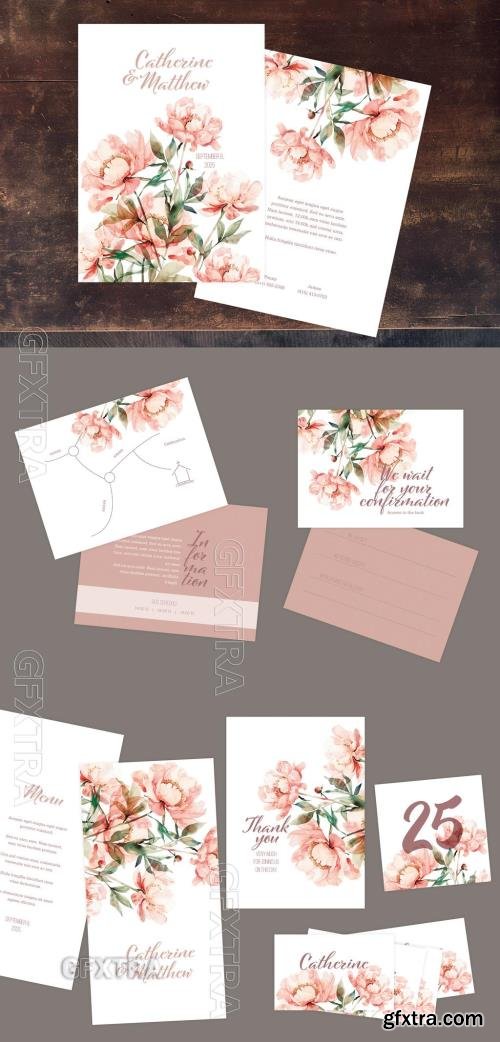Wedding Stationery Peony Flower Generated by AI 750473894