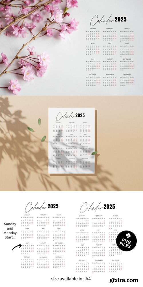 Editable 2025 Calendar - White & Transparent Templates Editable 2025 Calendar - White & Transparent Templates