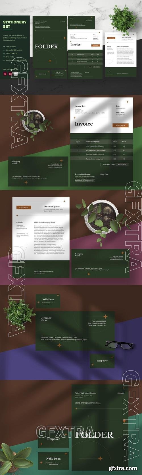 Green Minimalist Stationery Set 4XUTZAF