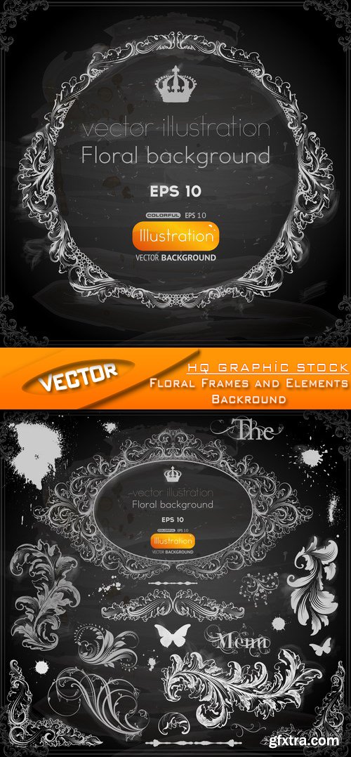 Stock Vector - Floral Frames and Elements Backround