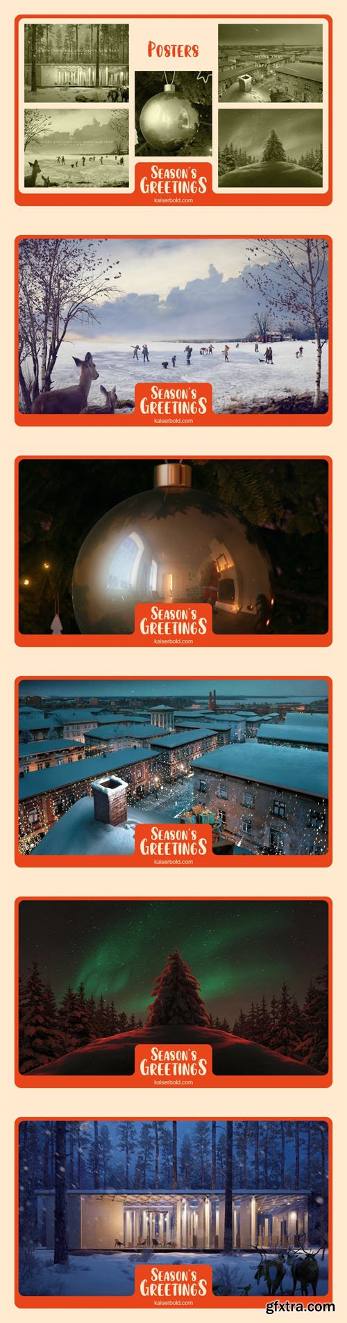 Holiday Card Posters - 5 Backgrounds Holiday Card Posters - 5 Backgrounds