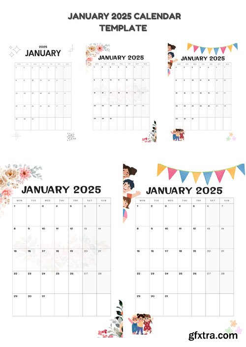 January 2025 Printable Calendar Templates January 2025 Printable Calendar Templates