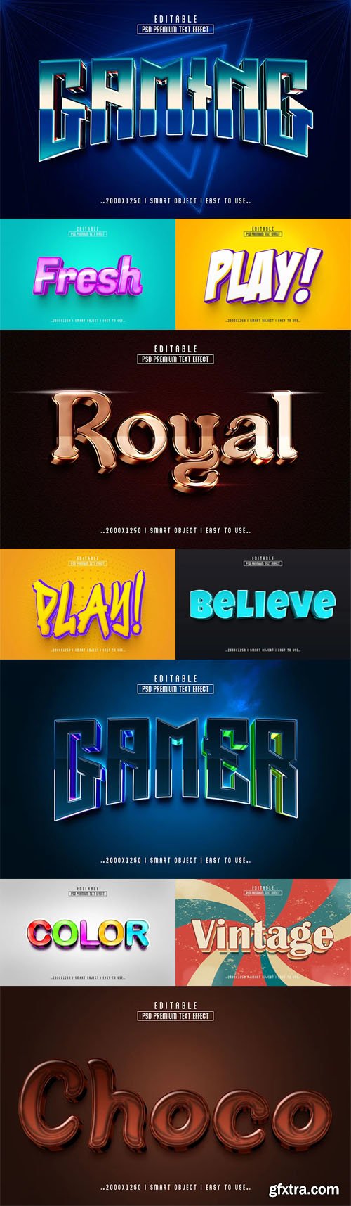 3D Text Effects Bundle - 20 Photoshop Styles