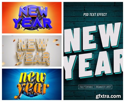 Happy New Year 2025 Editable Text Effects for Photoshop
