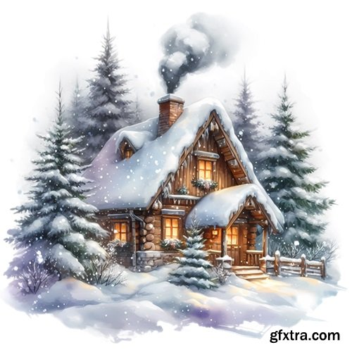 Cozy Winter - 70+ Watercolor Clipart Christmas PNGs
