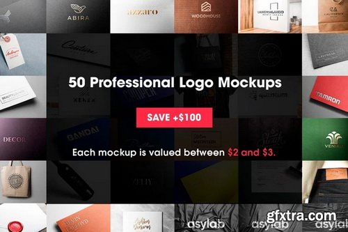AsyLab - 50 Logo Mockup Branding Bundle - V1