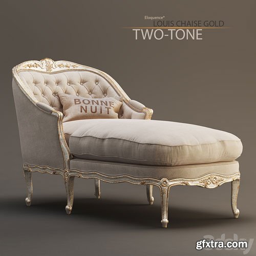 3DSky - Eloquence Louis Chaise in Gold / Taupe Two-Tone 3DSky - Eloquence Louis Chaise in Gold / Taupe Two-Tone