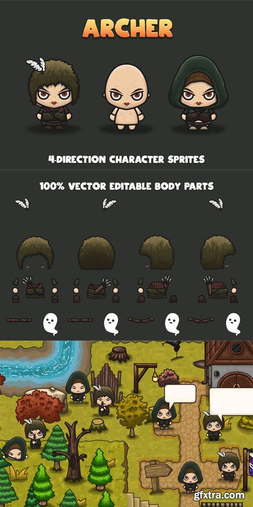 Craftpix - Archer 4-Direction Woman Character Sprites Craftpix - Archer 4-Direction Woman Character Sprites