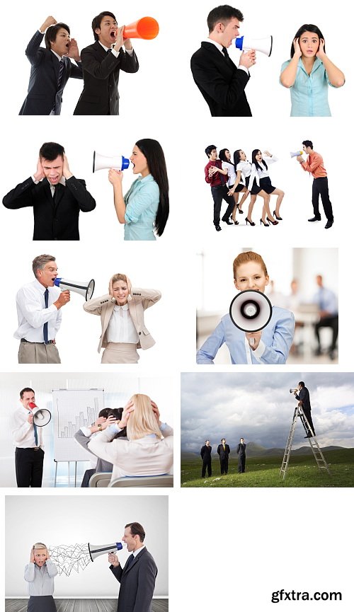 Business Team with Megaphone 2, 27xJPG