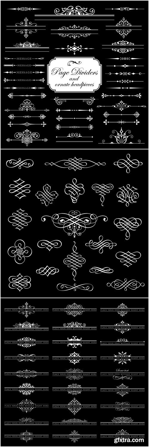 Design elements vector set, frames, ribbons, borders, labels, corners, ornament 1