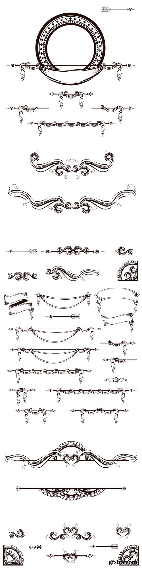 Designer elements vector set, frames, ribbons, borders, labels, corners, ornament 2