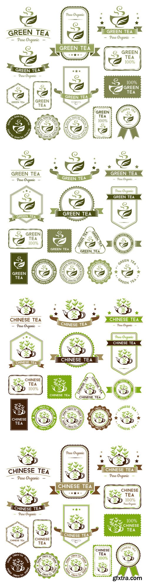 Designer vector labels, logos, stickers with tea