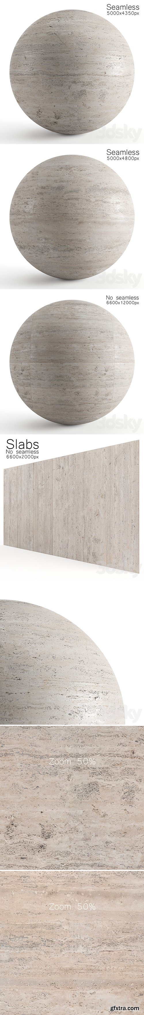 Travertine. Seamless materials and slabs