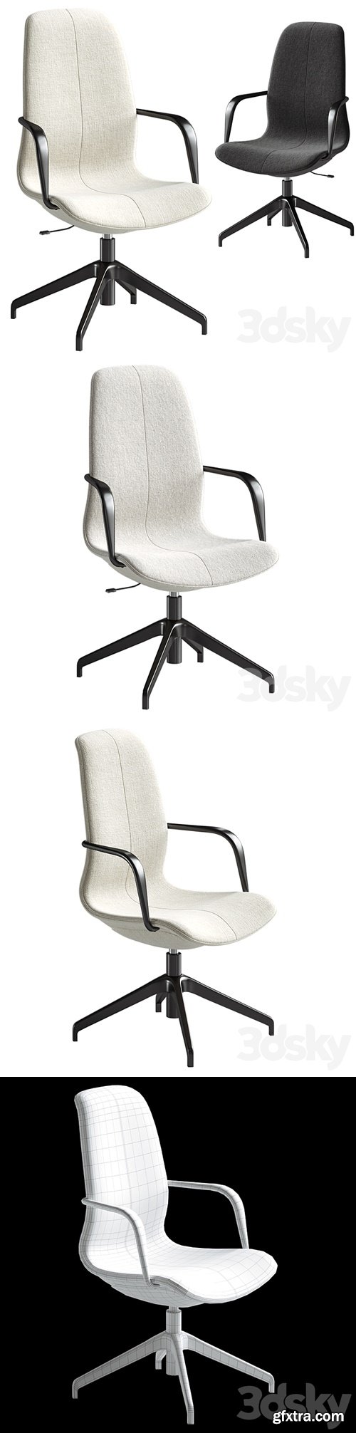 Conference chair with armrests Gunnared dark gray black