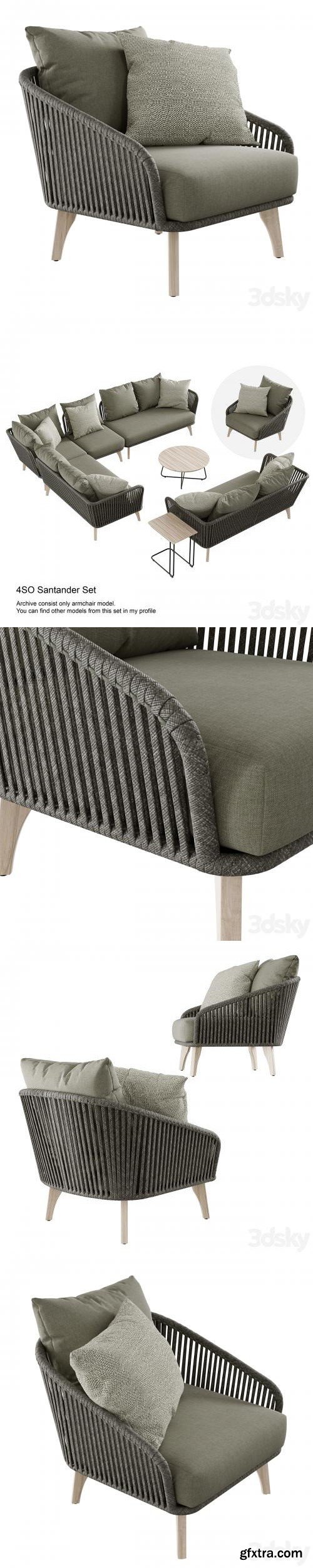 Outdoor garden wicker woven armchair 4so Santander chair