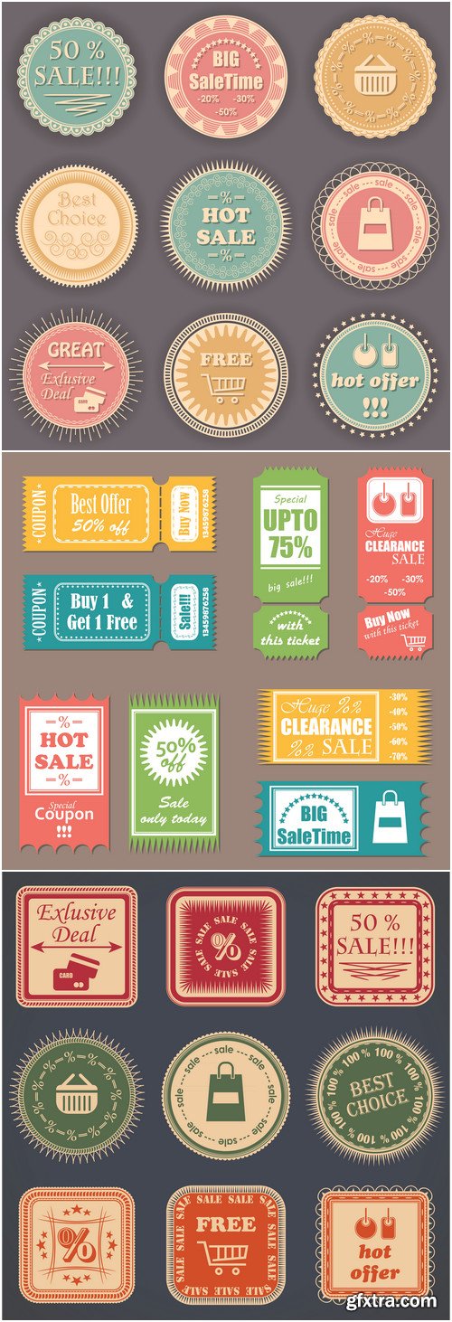 Labels, logos, badges, ribbons design elements vector set 2