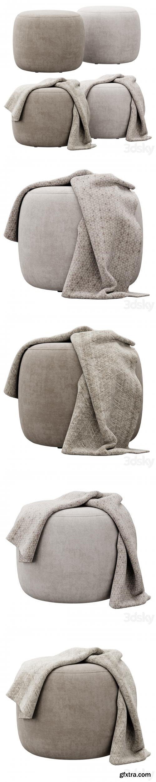 Wide Velvet Round Footstool Ottoman by Gardeco