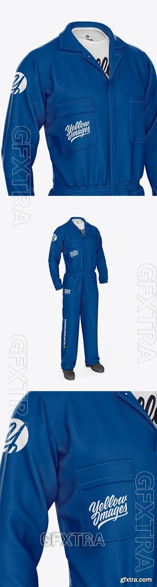 Worker Uniform (Coveralls) Mockup Front Half Side View 89050 Worker Uniform (Coveralls) Mockup Front Half Side View 89050