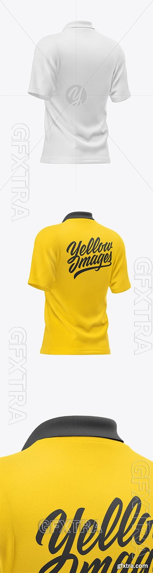 Mens Zip Polo T-Shirt Mockup - Back Half Side View 89029 Mens Zip Polo T-Shirt Mockup - Back Half Side View 89029